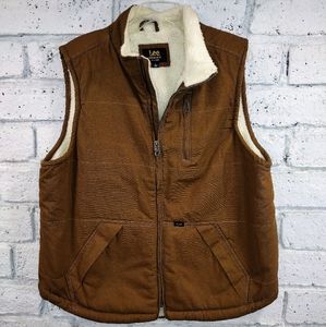 Lee Men's Sherpa Lined Canvas Vest L